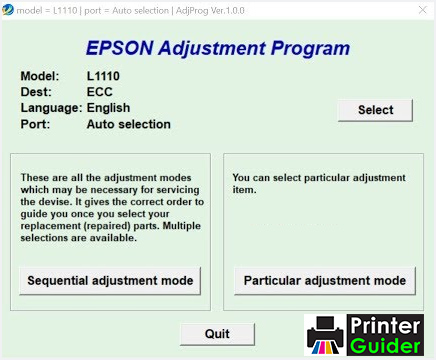 Epson L1110 Adjustment Program