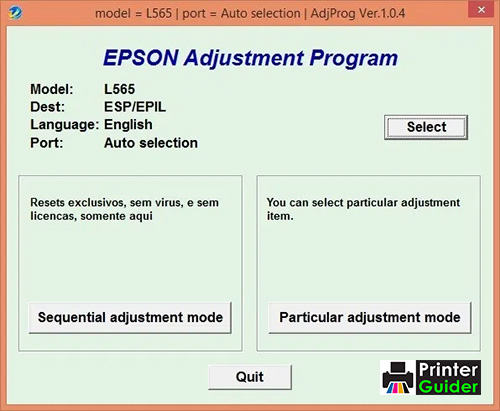 Epson L565 Adjustment Program