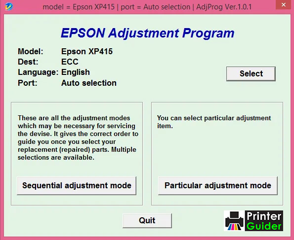 Epson XP-415 Adjustment Program