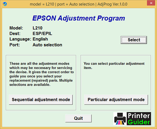 Epson L210 Adjustment Program