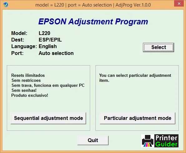 Epson L220 Adjustment Program