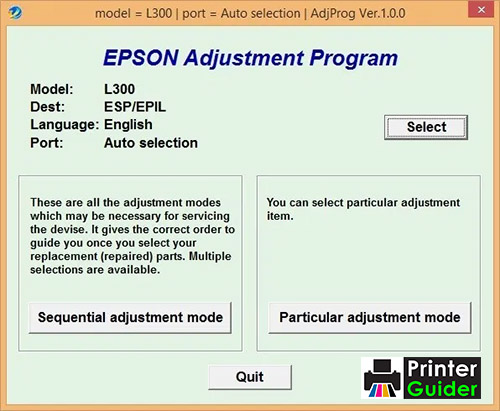 Epson L300 Adjustment Program
