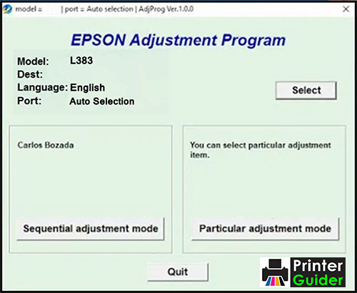 Epson L383 Adjustment Program