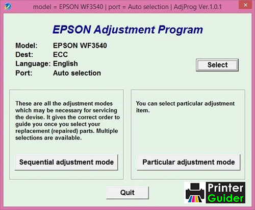 Epson WorkForce WF-3540 Adjustment Program