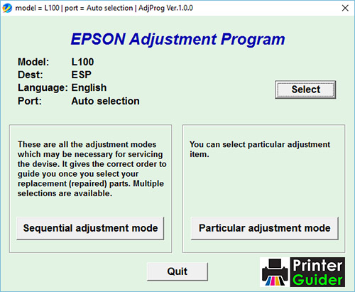 Epson L100 Adjustment Program