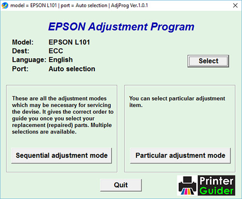 Epson L101 Adjustment Program