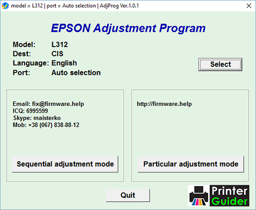 Epson L312 Adjustment Program
