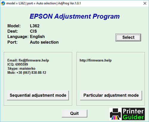 Epson L362 Adjustment Program