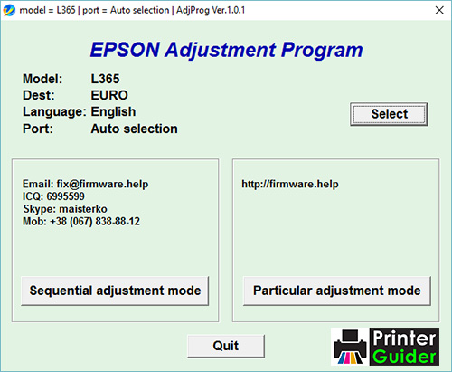 Epson L365 Adjustment Program