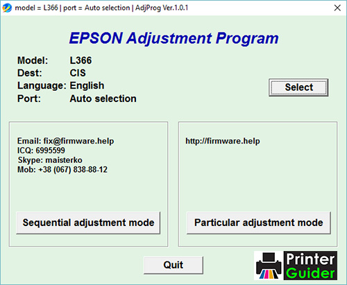 Epson L366 Adjustment Program