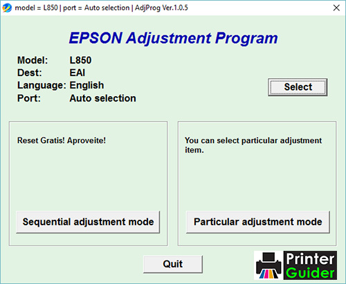 Epson L850 Adjustment Program