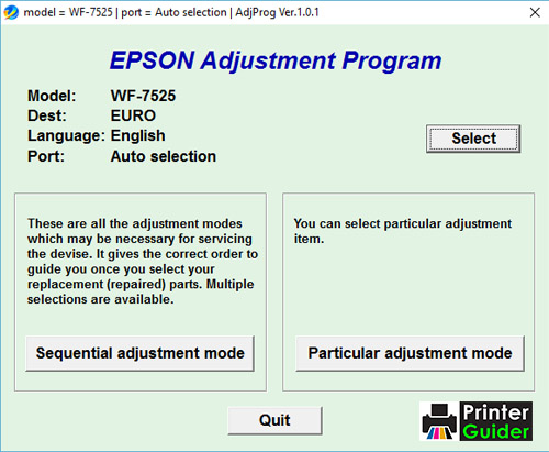 Epson WF-7525 Adjustment Program