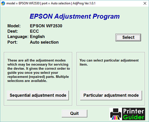 Epson WF2530 Adjustment Program