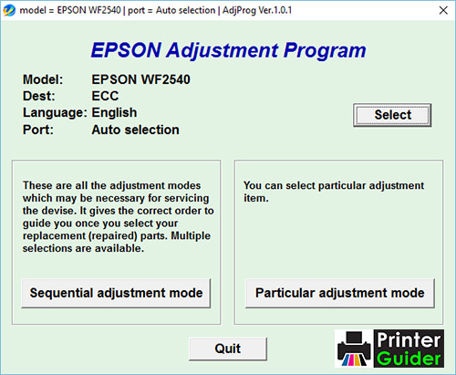 Epson WF2540 Adjustment Program