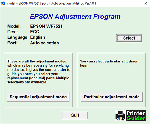 Epson WF7521 Adjustment Program