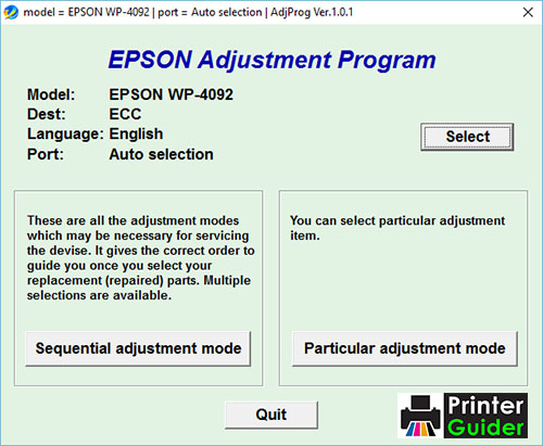 Epson WP-4092 Adjustment Program