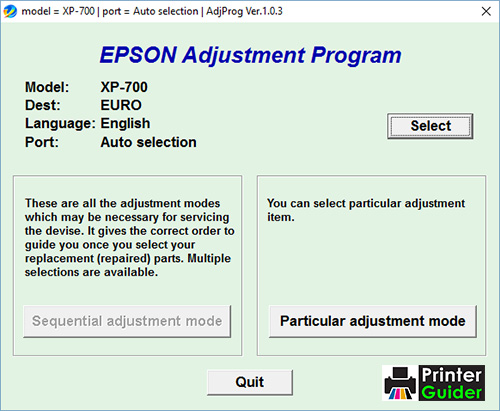 Epson XP-700 Adjustment Program