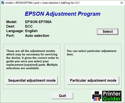 Epson EP706A Adjustment Program