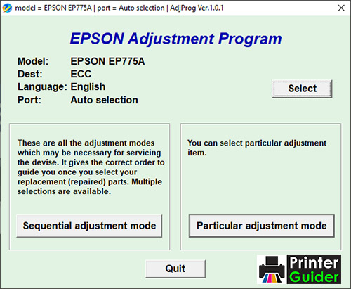 Epson EP775A Adjustment Program