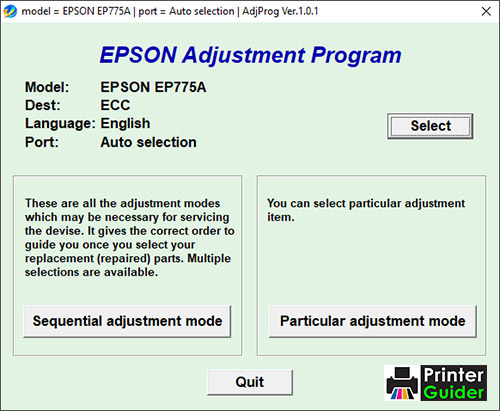 Epson EP775AW Adjustment Program