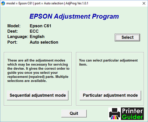 Epson Stylus C61 Adjustment Program