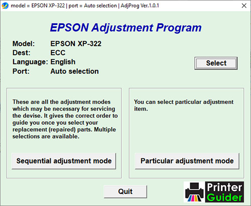 Epson XP-322 Adjustment Program