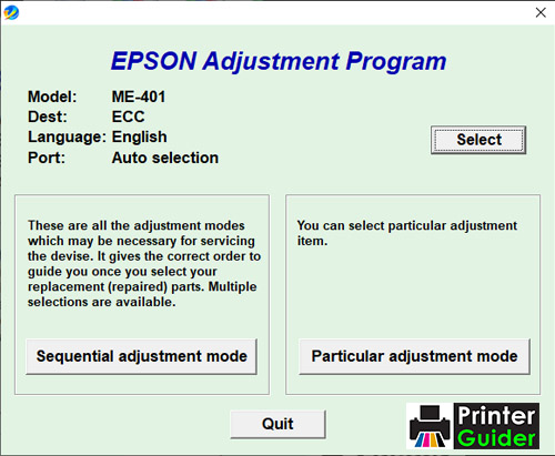 Epson ME-401 Adjustment Program