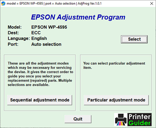 Epson WP-4595 Adjustment Program
