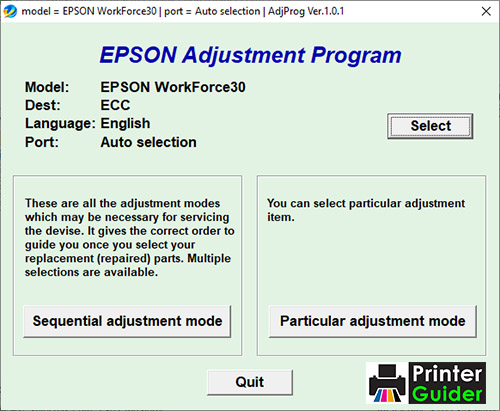 Epson WorkForce30 Adjustment Program