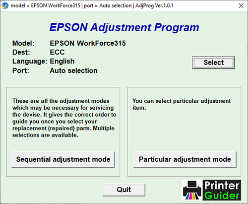Epson WorkForce315 Adjustment Program