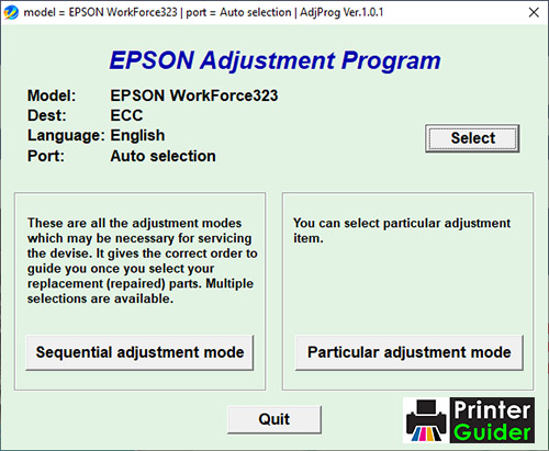 Epson WorkForce323 Adjustment Program