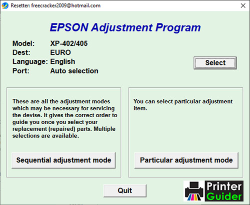 Epson XP-405 Adjustment Program