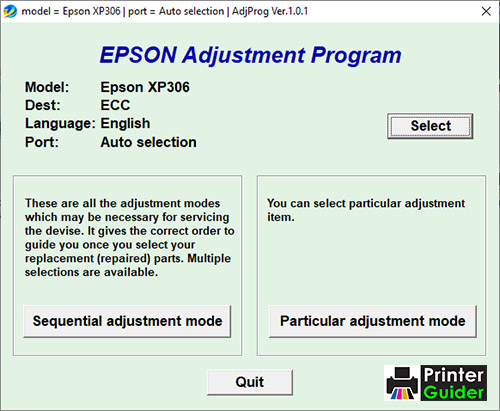 Epson XP306 Adjustment Program