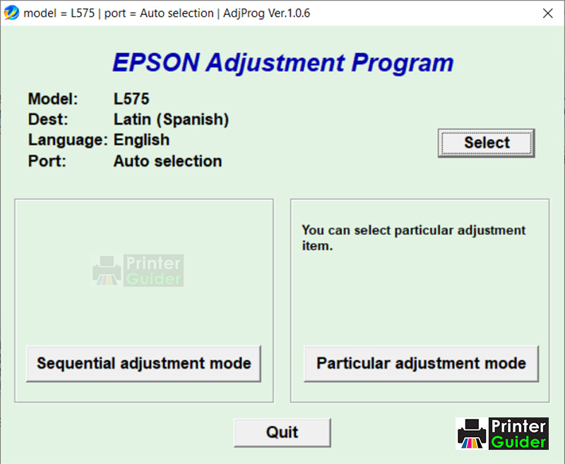 Epson L575 Adjustment Program