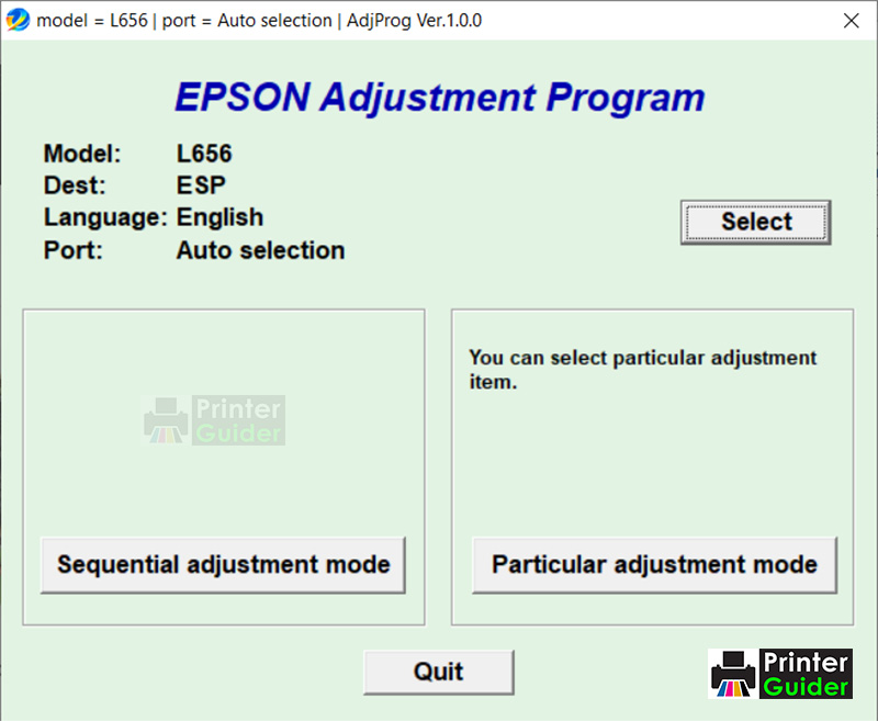 Epson L656 Resetter Adjustment Program