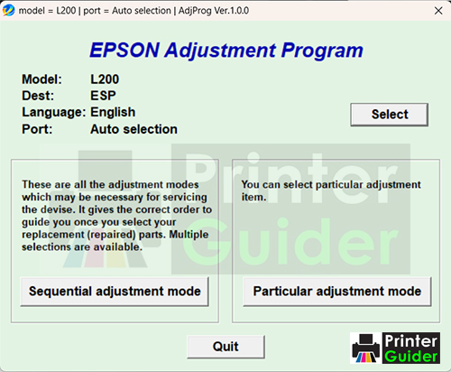 Epson L200 Adjustment Program